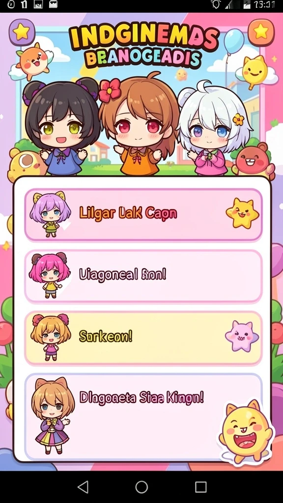 Tampilan pertama dengan kucing lucu dalam permainan.