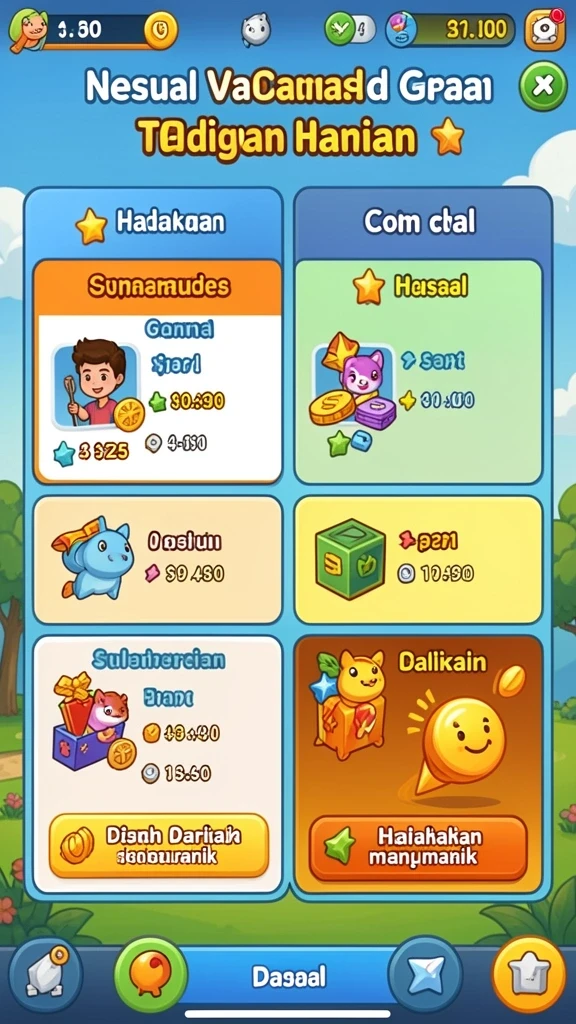 Screenshot 2 menampilkan pilihan mode permainan yang beragam.